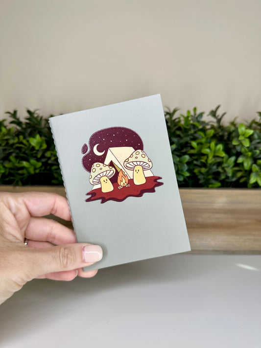 Mushrooms Camping Sage Green Mini Daily Planner Notebook