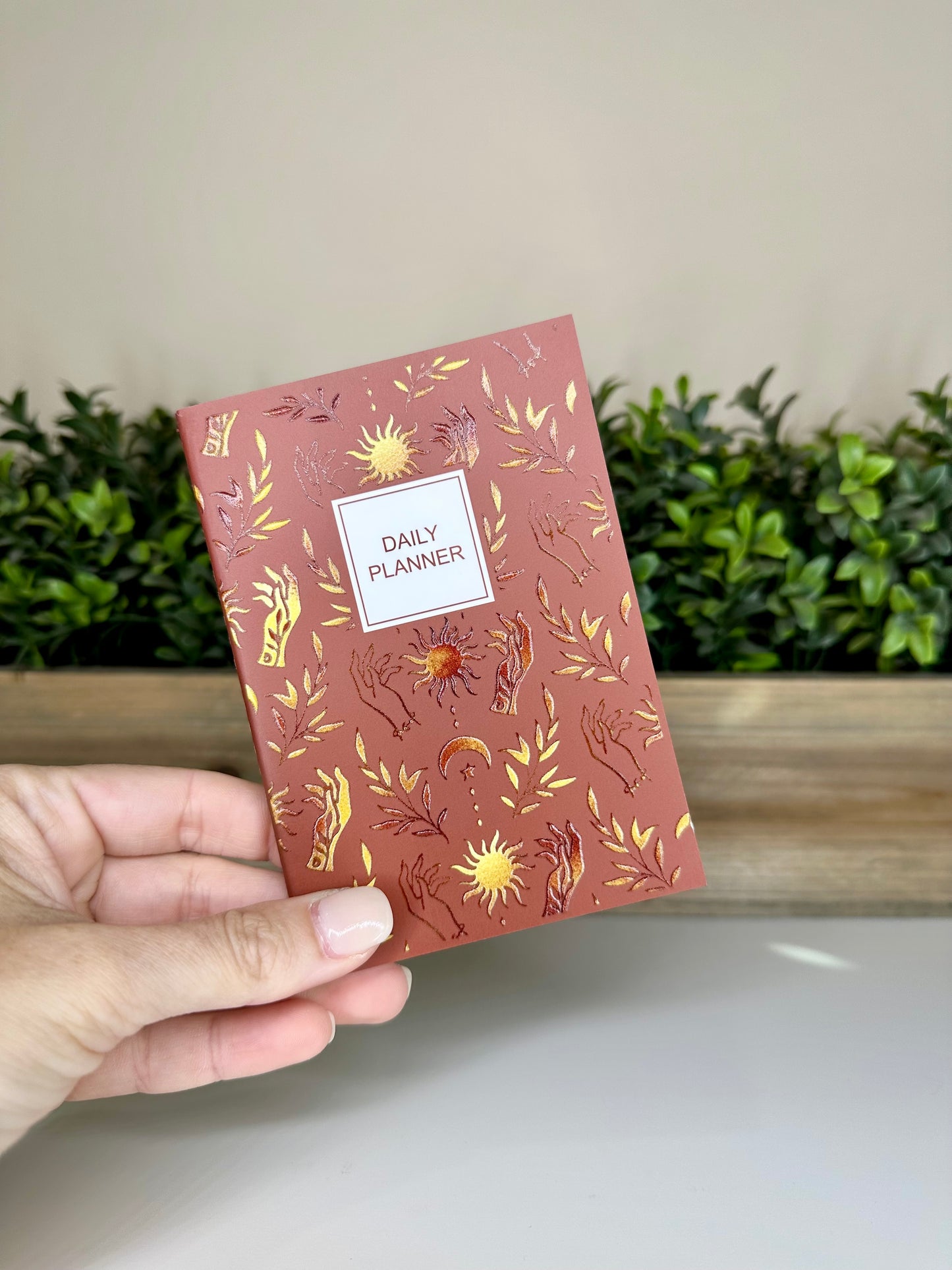 Sun Metaphysical Rustic Red Mini Daily Planner Notebook