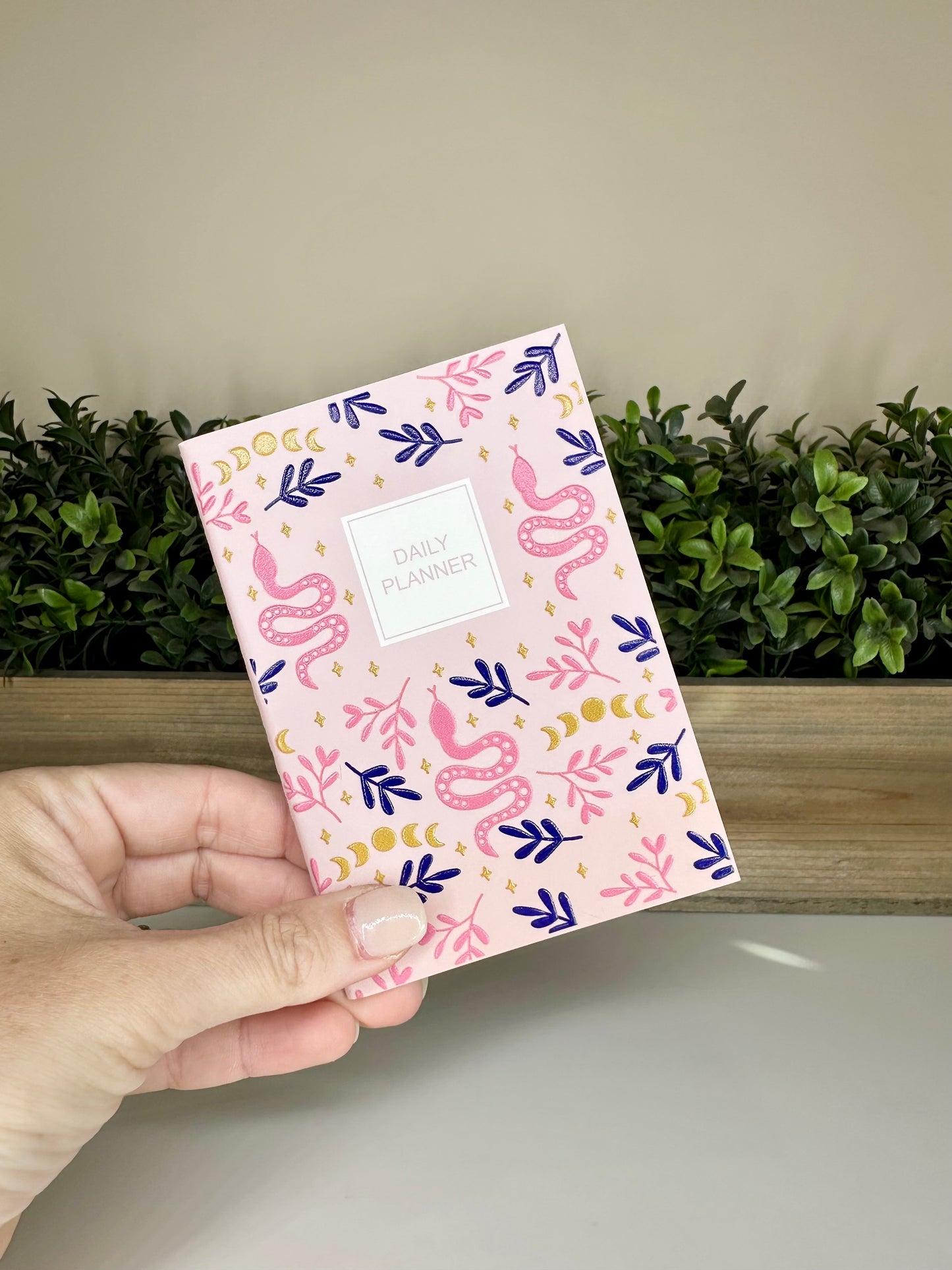 Snakes Boho Metaphysical Light Pink Mini Daily Planner Notebook