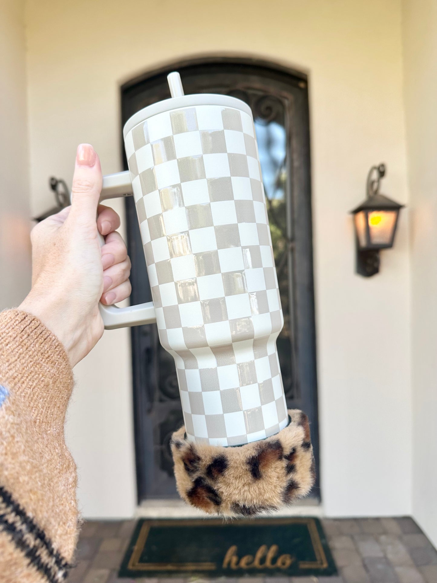 Brown Leopard Silicone Fur Boots